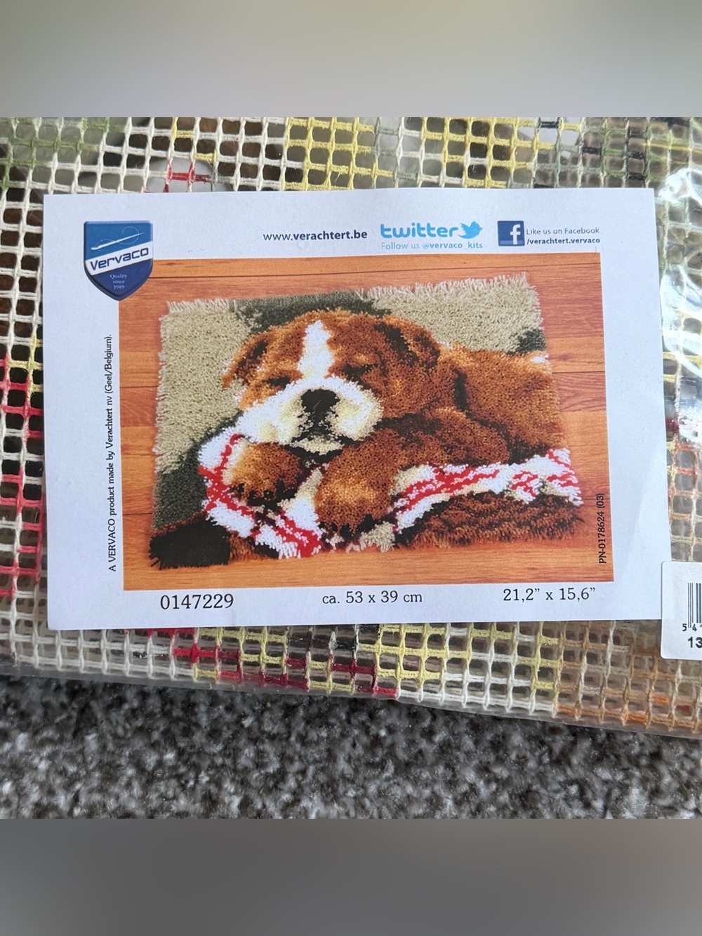 Vervaco Sleeping Bulldog Latch Hook Kit NOS NEW UNUSED